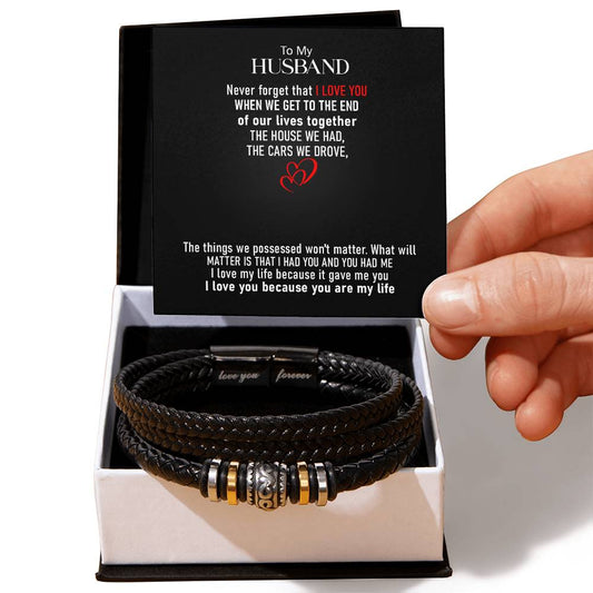 To My Husband | I Love You - Men's "Love You Forever" Bracelet